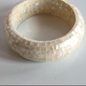 Vintage mother of pearl mosaic bangle bracelet